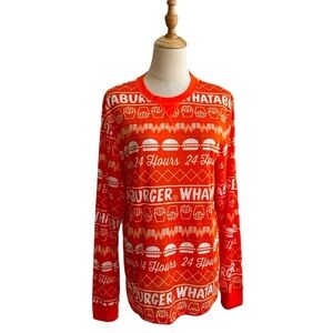 Whataburger Orange White French Fries Burgers Long Sleeve Tee Shirt Size Medium